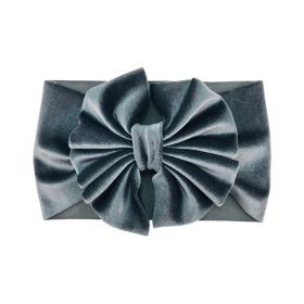 Headband Oversized Gold Velvet Bow (Color: Grey)